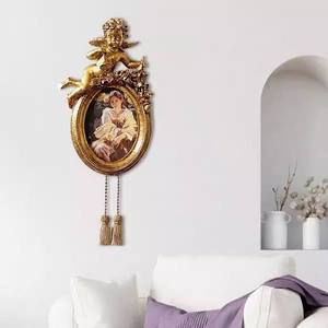Marco de fotos de Ángel de resina Europea Retro con relieve dorado y diseño de amor de Feng Shui con borlas para la decoración de la pared del hogar - Product Image 4