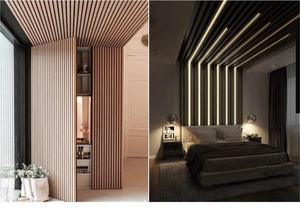 Pannello Murale Acustico Autoadesivo in MDF con Doghe 3D in Legno di Rovere Impiallacciato Fonoassorbente per Decorazione di Interni - Product Image 2