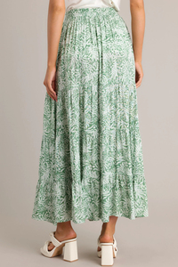 Light Green Vintage Floral Adjustable Natural Waist Summer Trendy Maxi <b>Skirt</b> casual <b>skirts</b> - Product Image 4
