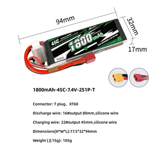 Batteria LiPo ACE 2S 7.4V 20C-45C 1800-4000mAh ad alta scarica per Droni FPV, Aerei RC, Auto, Barche e Modelli RC - Product Image 3
