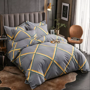 Tùy chỉnh khách sạn đôi màu xám trắng sọc được trang bị Linen Thiết kế Comforter bộ đồ giường - Product Image 3