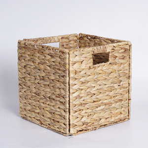 XH Offre Spéciale carré pliable jacinthe d'eau jonc de mer en <span class=keywords><strong>osier</strong></span> boîte de <span class=keywords><strong>cube</strong></span> de <span class=keywords><strong>rangement</strong></span> pliable <span class=keywords><strong>panier</strong></span> à linge sale - Product Image 2