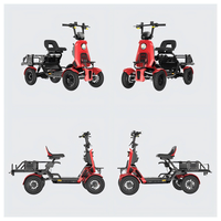 Scooter électrique H&O à 4 roues avec siège réglable, porte-bagages arrière, freins à disque hydrauliques, batterie au lithium 150 kg 25 km/h