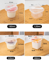 En Stock 280ml 220ml Boîtes à Gâteaux Plastique PP pour Desserts, Pots à Yaourt, Glace, Gelée, Pouding, Lait, avec Couvercle et Cuillère