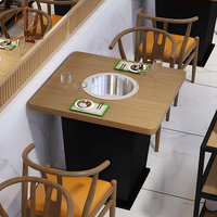 Ensemble de meubles modernes pour café, restaurant, table à manger en bois, canapé en cuir orange, ensemble complet