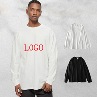 T-shirt à manches longues pour homme en coton 100% uni de haute qualité, surdimensionné, 230 g/m², personnalisable