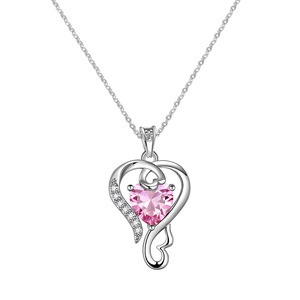Collar con colgante de corazón rosa para mujer, joyería de moda, regalo para uso diario - Product Image 2