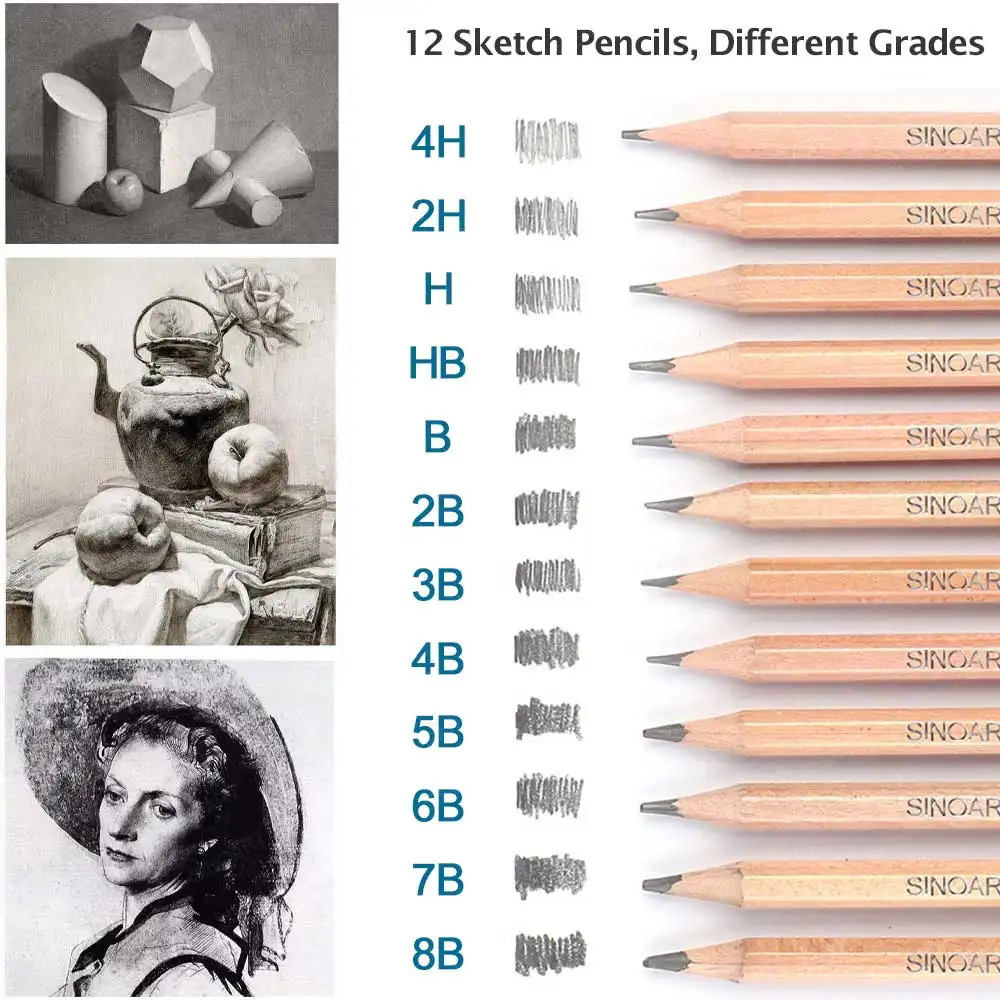 SINOART 41pcs Professional sketch pencil set Art Set In Terylene Zipper Storage Case Drawing pencil set for KID