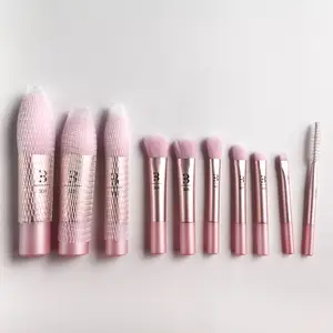 BEILI kuas Makeup pegangan plastik Matte Mini 10 buah baru alat kecantikan kustom Logo kuas Makeup set untuk wanita