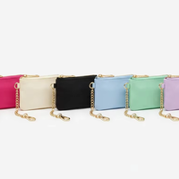 Porte-monnaie en nylon avec fermeture éclair, petit portefeuille avec sangle à chaîne, porte-cartes et mini sac à monnaie pour femmes, voyage, shopping