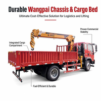 Grue de levage de marchandises montée sur camion de 5 tonnes Xinfeigong, grue hydraulique pour camion avec double stabilisateur et flèche télescopique