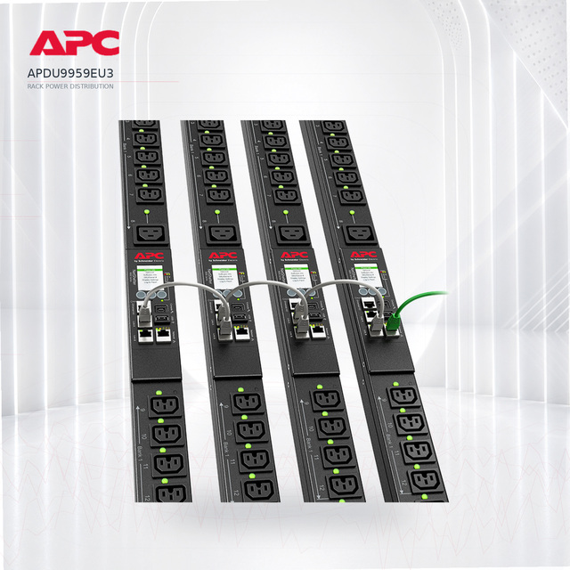 APC APDU9959EU3 Rack PDU 9000 Switched ZeroU 16A/230V (21) C13 (3) C19 IEC309 Cord Vertical 3700VA 3-Year Warranty