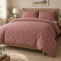 Parure de lit 3 pièces en gaze double 100 % coton à motif floral Ditsy Rose pour la maison