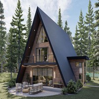 Rumah Prefab A-Frame Baja Ringan Modern, Kabin Segitiga Modular, Rumah Mungil untuk Resort, Villa, Airbnb, Hotel