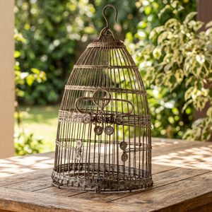Cage à oiseaux en fil de fer écologique à motif animalier antique - Product Image 2