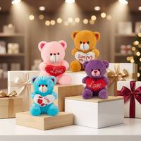 Ensemble d'ours en peluche personnalisés en forme de cœur - Animaux en peluche doux de qualité supérieure - Cadeaux romantiques en gros pour anniversaire et Saint-Valentin