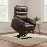 Fauteuil inclinable électrique de luxe à double moteur avec fonction massage pour personnes âgées, inclinaison à plat pour dormir