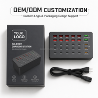 Station de charge USB 30 ports 150W, tour de charge rapide avec USB-C PD 30W et QC 22.5W, organisateur multi-appareils pour salle de classe et bureau, OEM