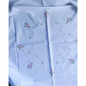 Handmade White <b>Linen</b> Tea Mat Little Roses Embroidered Floral Plant Pattern Custom Washable Disposable <b>Placemat</b> Set Made Cotton - Product Image 2