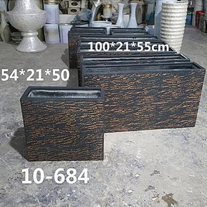 Extérieur Grand Jardin Carré <span class=keywords><strong>Rectangulaire</strong></span> En Fiber <span class=keywords><strong>De</strong></span> <span class=keywords><strong>Verre</strong></span> Jardinières avec Gris et Or - Product Image 4