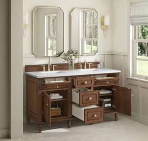 <span class=keywords><strong>Mobile</strong></span> <span class=keywords><strong>Bagno</strong></span> Classico in Noce Stile Mid-century Personalizzato <span class=keywords><strong>con</strong></span> Top in Quarzo e Doppio Lavabo in Ceramica <span class=keywords><strong>da</strong></span> 60'' - Product Image 3