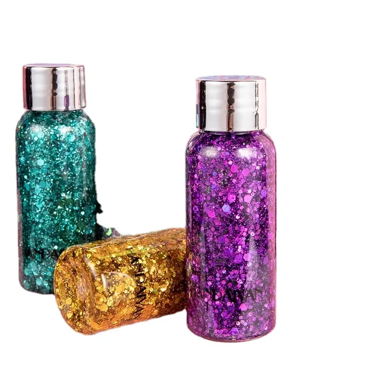 Crème à paillettes pour visage et yeux, maquillage, Gel scintillant liquide, pour fête de Festival, Nail Art, vente en gros, 9 ml