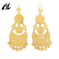 Boucles d'oreilles pendantes à pampilles plaquées or, style vintage, avec pièce de monnaie ancienne, bijoux Jhumkha pour femmes arabes, accessoire de mode