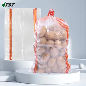 Fornitura del produttore su misura tipo tubolare tessuto di plastica trasparente 45g sacchetto della maglia per verdura e frutta tessuto patate borse