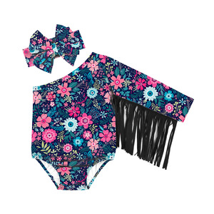 Conjunto de verano de una pieza con estampado de leche y borlas para bebés y niñas pequeñas, venta al por mayor - Product Image 2