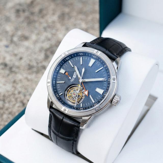 SANYIN Miyota 8215 Automatic Movement Modified Tourbillon Mechanical Wristwatch Luminous Leather GMT Watch OEM Manufacturer