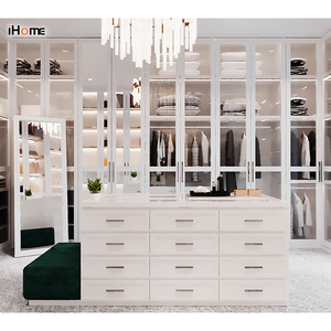 <span class=keywords><strong>Ihome</strong></span> เฟอร์นิเจอร์ห้องนอนหรูหราเรียบง่ายปรับแต่งตามแบบเดินในตู้เสื้อผ้าไม้ - Product Image 1