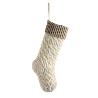 Bas de noël tricoté avec Patch en cuir PU, ornement d'arbre de Sublimation, personnalisé