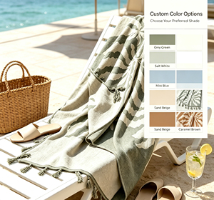 <span class=keywords><strong>Serviette</strong></span> de plage de voyage de luxe la plus vendue, personnalisée, brodée, 100 % coton, absorbante, <span class=keywords><strong>anti</strong></span>-<span class=keywords><strong>sable</strong></span>, écologique, avec pompons - Product Image 5