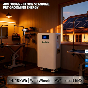 Batterie solaire 48V 300Ah 14kWh pour système solaire tout-en-un, montage mural avec roues - Product Image 6