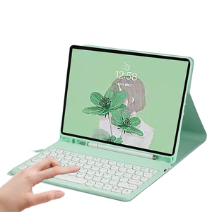 Clavier sans fil portable, fin, rond, mini, clavier français sans fil Bluetooth Azerty, pour étui iPad - Product Image 1