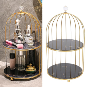 Minimalistischer Halber Vogelkäfig Goldener Kosmetik-Aufbewahrungsständer Kuchen-Dessert-Präsentationsständer Make-up-Organizer Metall-Badezimmerregal - Product Image 5
