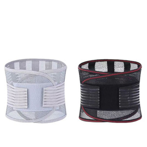 Cinturón de soporte lumbar de malla transpirable con placa de acero para aliviar el dolor de cintura, talla para adultos S M L XL, gris y negro - Product Image 1