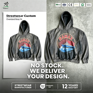Hoodie personnalisé effet délavé vintage, Hoodie à capuche imprimé sur mesure, Hoodie streetwear oversize vierge, Hoodie en molleton bouclette épais - Product Image 1