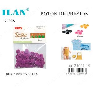Fermagli a scatto in plastica Ilan da 12 mm viola, 20 pezzi per abbigliamento - Product Image 1
