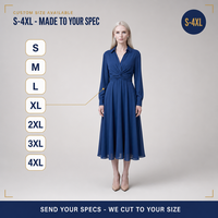 Robe personnalisée pour femme à col chemise torsadé, col en V, manches longues, coupe ajustée et évasée, longueur midi, fabricant OEM ODM sous marque privée