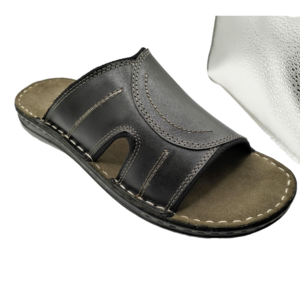 Comfortable High Quality Genuine Leather Men's Slides Rubber Sole Soft Solid Arch <b>Support</b> Breathable Durable Slip Slippers - Product Image 1