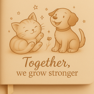 Carnet mignon chat et chien avec design apaisant et citation inspirante : Ensemble, nous grandissons plus forts – Journal quotidien - Product Image 3