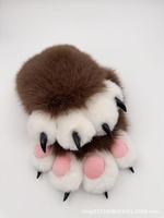 Gants interactifs réalistes en forme de patte de chat avec sonnette, accessoires de cosplay colorés et fourrés, ressemblant à de vraies griffes, avec protège-ongles de chat