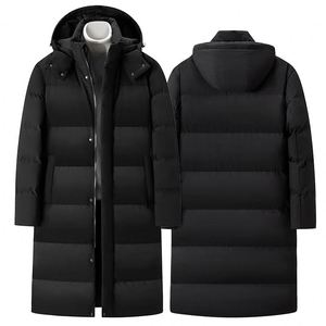 Veste d'hiver matelassée longue à capuche pour homme, coupe-vent, avec logo personnalisé, pour le ski et la montagne - Product Image 3