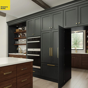 Cuisine moderne de luxe classique avec armoires solides, hotte aspirante sur mesure, étagères flottantes en <span class=keywords><strong>bois</strong></span> RTA, structure en contreplaqué, robinet, accessoire, villa - Product Image 6