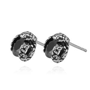 Boucles d'oreilles clous tête de mort fantôme rétro en diamant, directement de l'usine, pour femmes, en acier titane et acier inoxydable 316, bijoux tendance style punk - Product Image 6