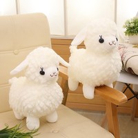 Boneka Domba Alpaca Super Lembut Simulasi Hewan, Isi Kapas PP, Teknik Bordir, Hadiah Ulang Tahun untuk Anak Perempuan