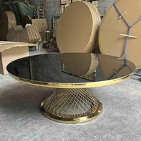 Table de mariage ronde moderne de luxe en acier inoxydable doré pour événements et réceptions hôtelières