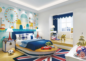 Papel Tapiz Infantil Personalizado de Alta Calidad con Diseño de Elefante, Ballena, Globo Aerostático y Noria para Decoración de Habitaciones Infantiles - Product Image 3