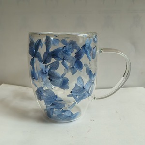 Vaso de Vidrio Creativo de Doble Pared para Leche, Suministro de Fábrica de Vasos con Flores Secas al por Mayor - Product Image 5